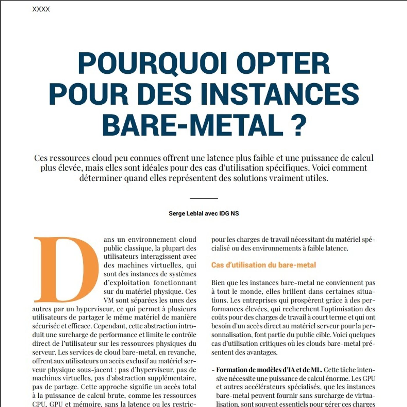 LMI 26 Focus : Pourquoi opter pour des instances bare-metal ?