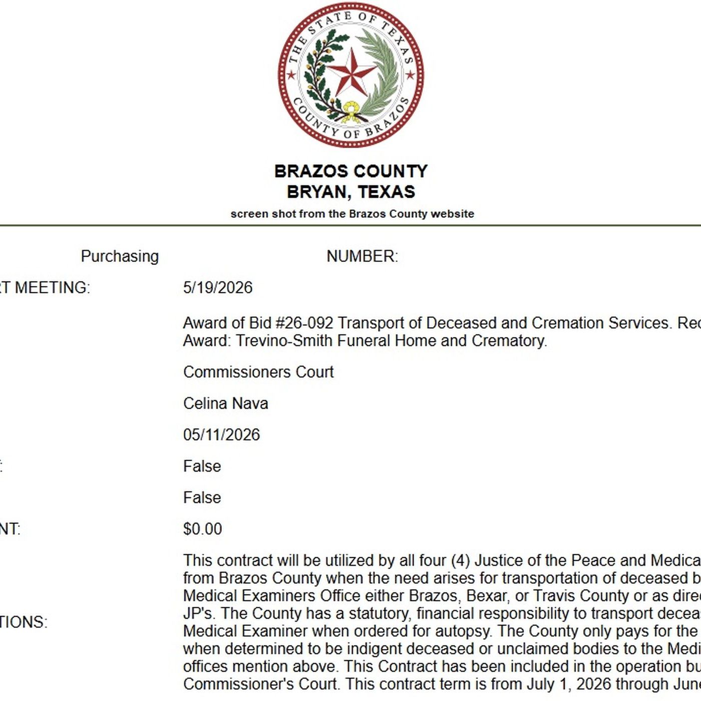 Brazos County commissioners switch providers of transporting the deceased to autopsies for the second time in as many months episode artwork