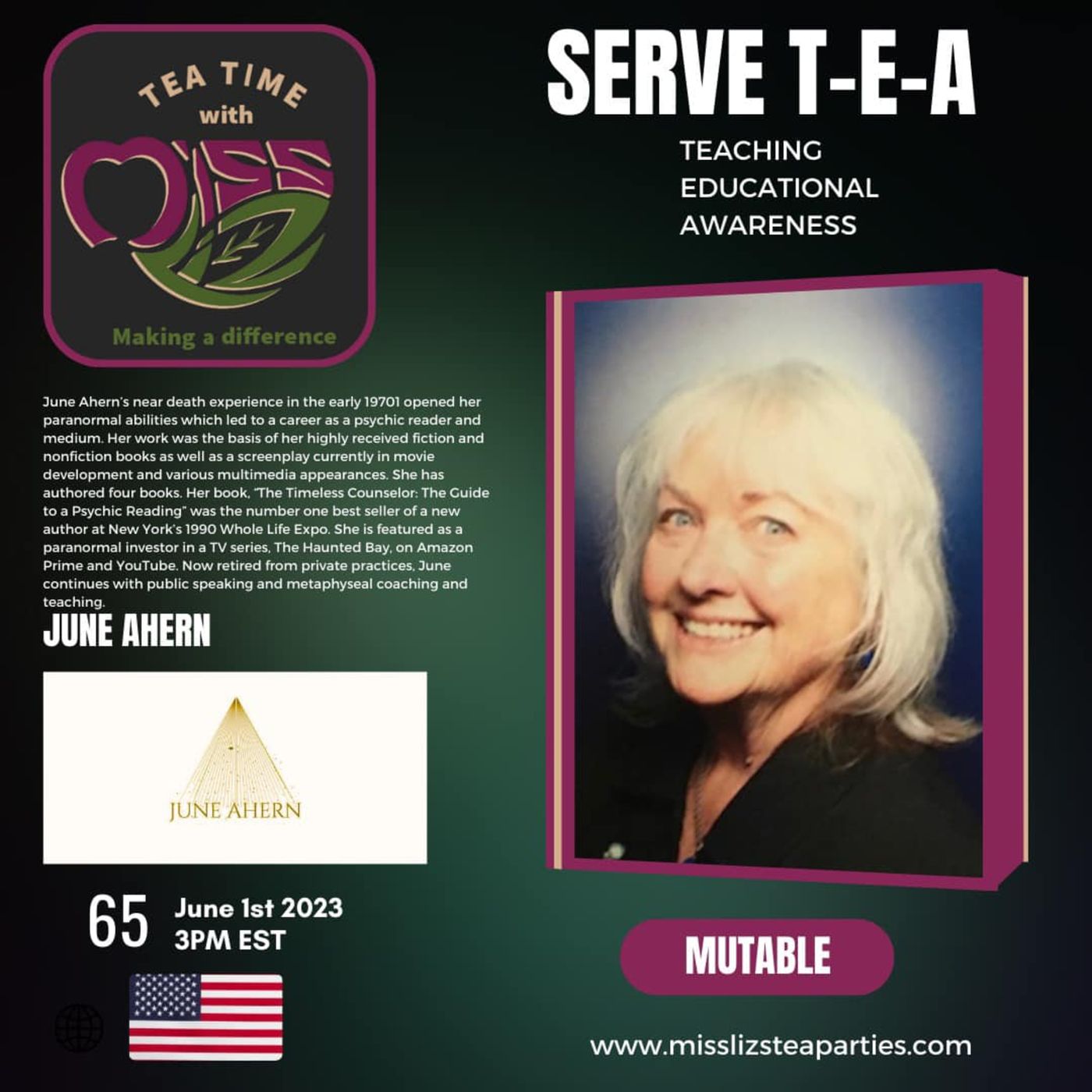 Teatime with Miss Liz T-E-A Open Discussion with June Ahern Paranormal Investigators episode artwork