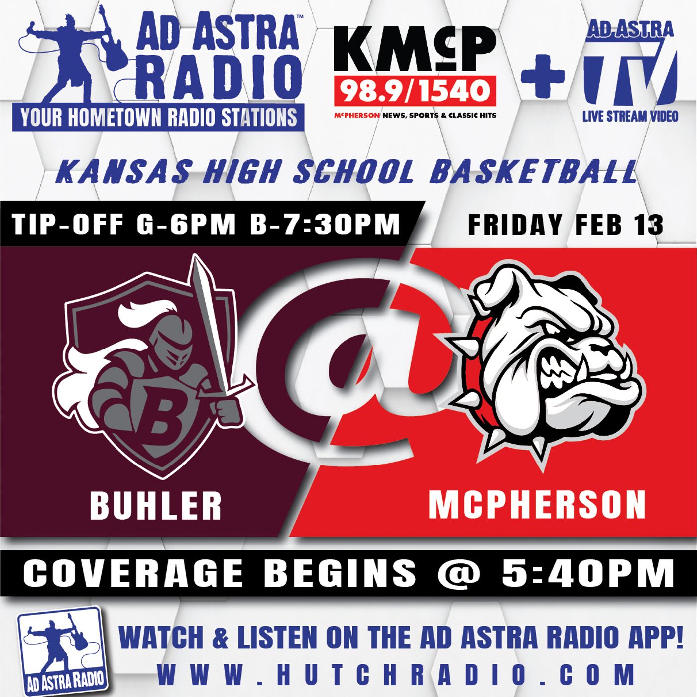 Buhler Crusaders at McPherson Bullpups Boys High School Basketball (Bullpups Broadcast-February 13, 2026) episode artwork