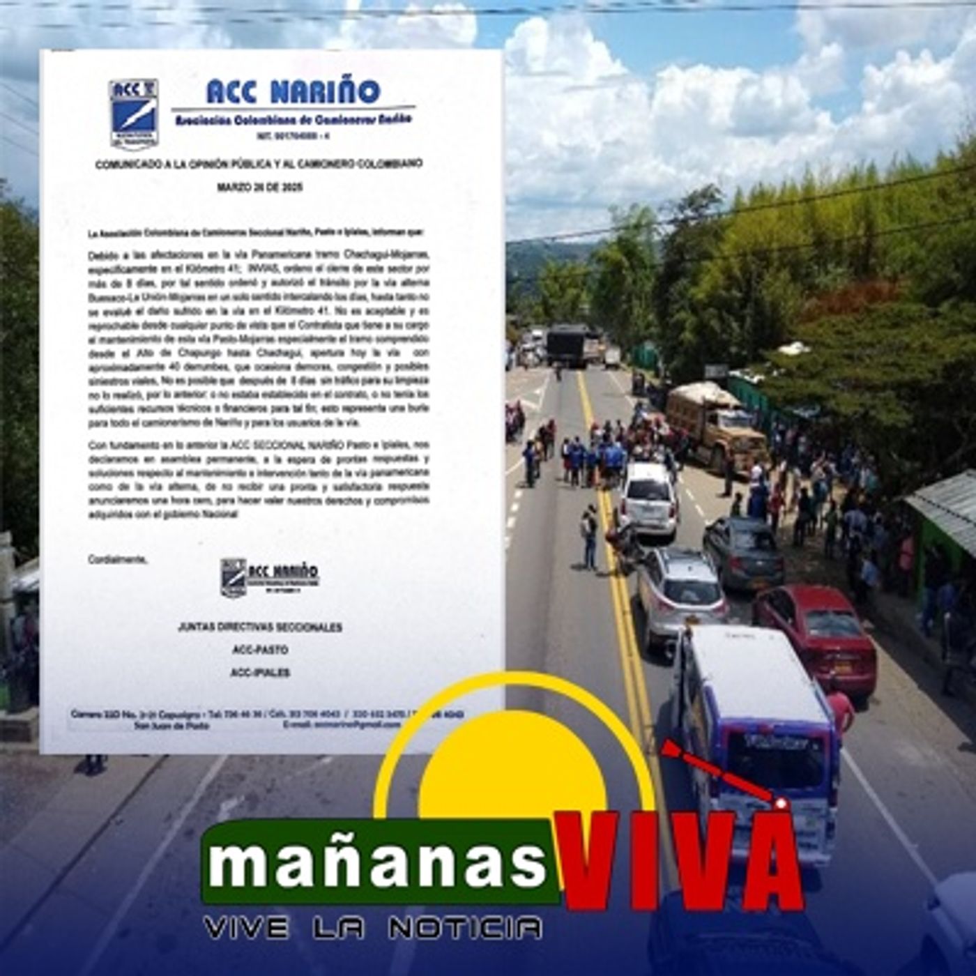 ACC de Nariño se declaran en asamblea permanente y advierten protestas por mal estado de las vías