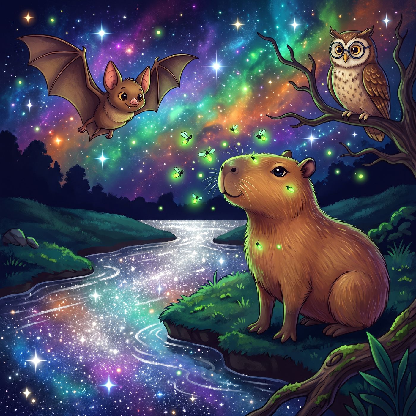 Kapibara Fifi usłyszała coś w ciemności🌙👀 Kto tam był? cz. 8 | Bajka do słuchania o kapibarach - Słuchowisko - Audiobook dla dzieci episode artwork