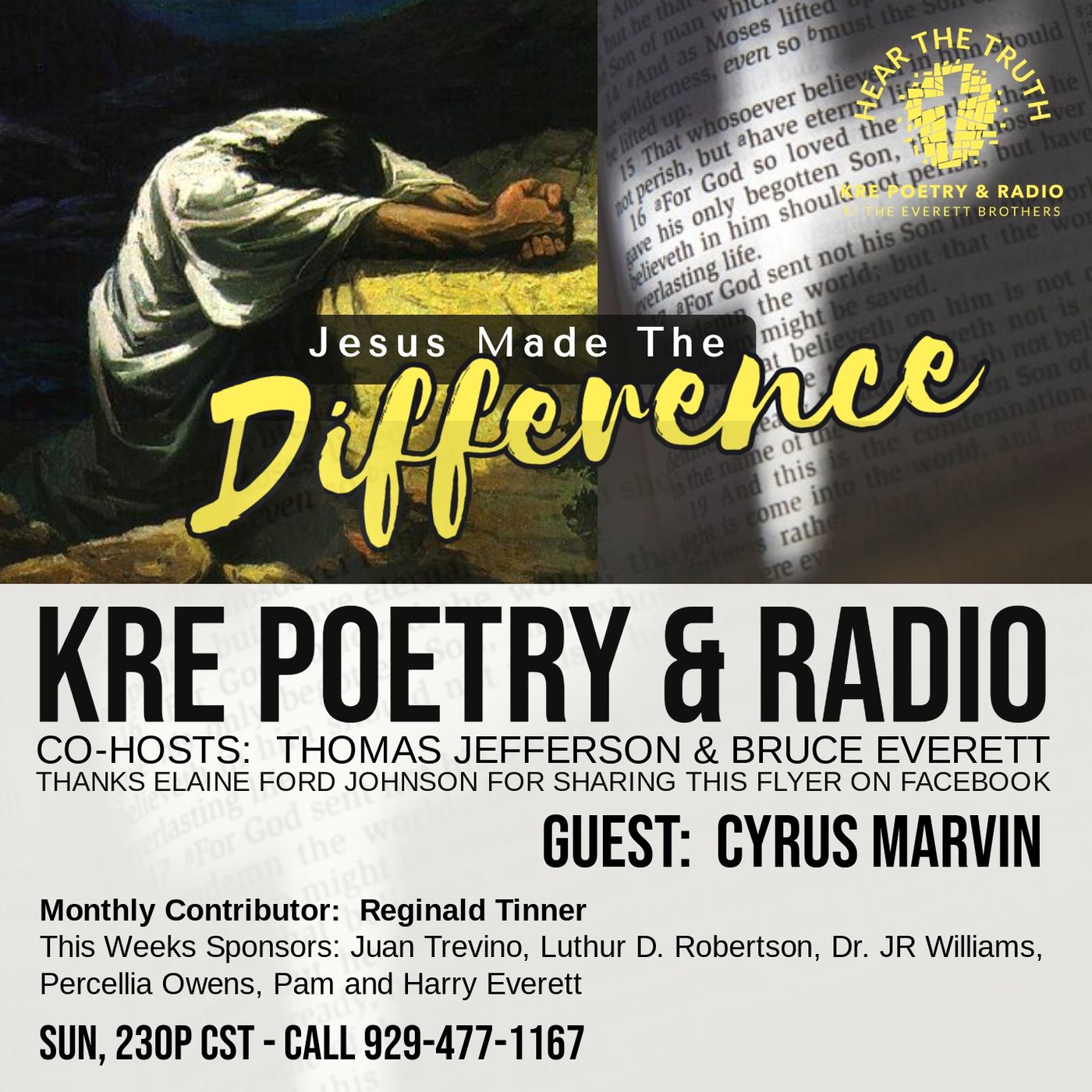 KRE POETRY AND RADIO - EP 91 (GUEST:  CYRUS MARVIN, PT 1 of 2) episode artwork