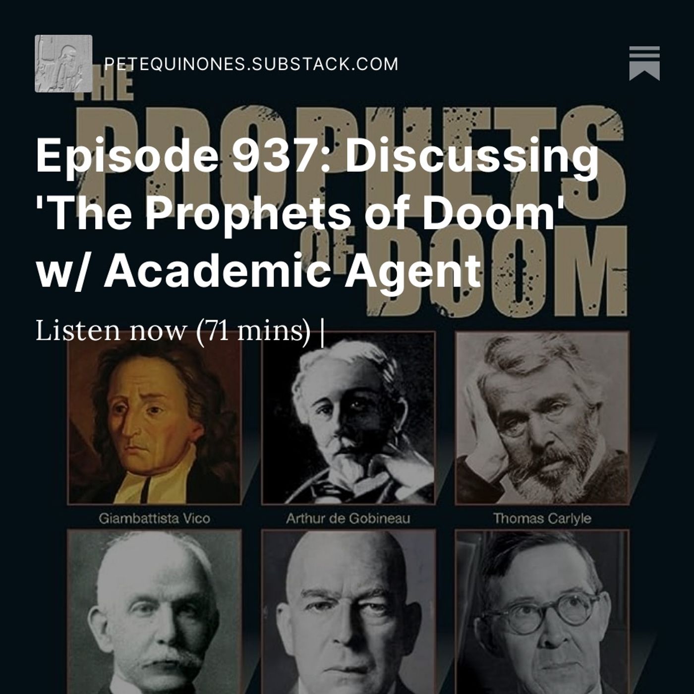 Episode 937: Discussing 'The Prophets of Doom' w/ Academic Agent