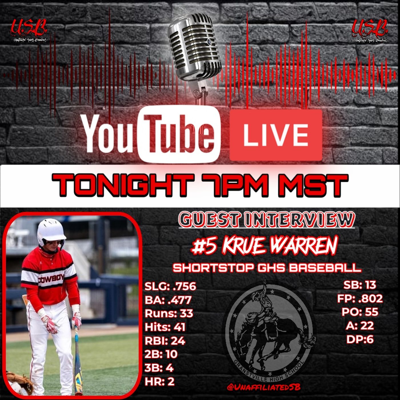 USB Live Interview - #5 Krue Warren GHS Baseball episode artwork