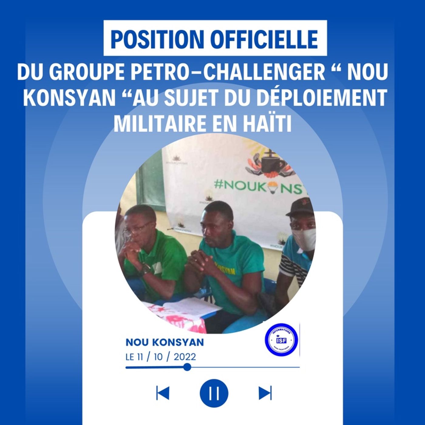 Position officielle de l’association Petro-Challenger NOU KONSYAN