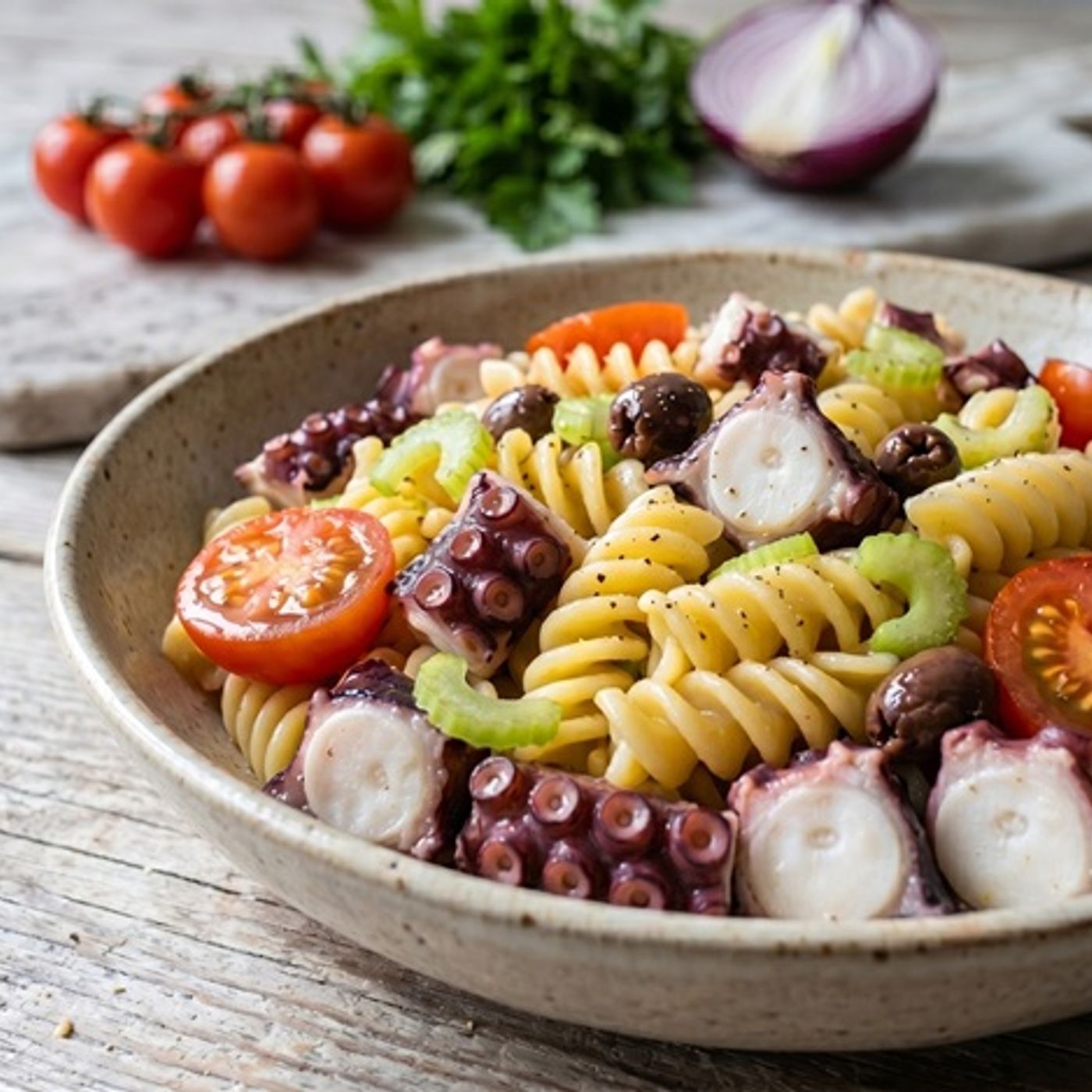 Pasta fredda con polpo e verdure: la ricetta estiva per un piatto unico raffinato