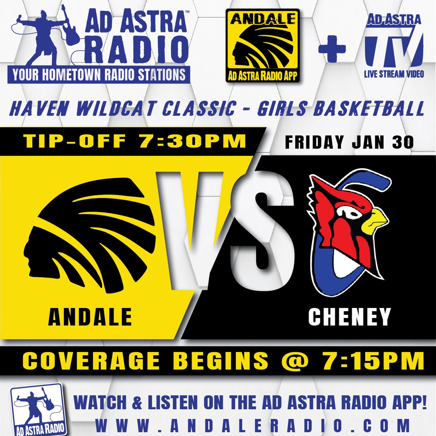 Andale Lady Indians vs Cheney Lady Cardinals High School Basketball (Haven Wildcat Classic Semifinal-January 30, 2026) episode artwork
