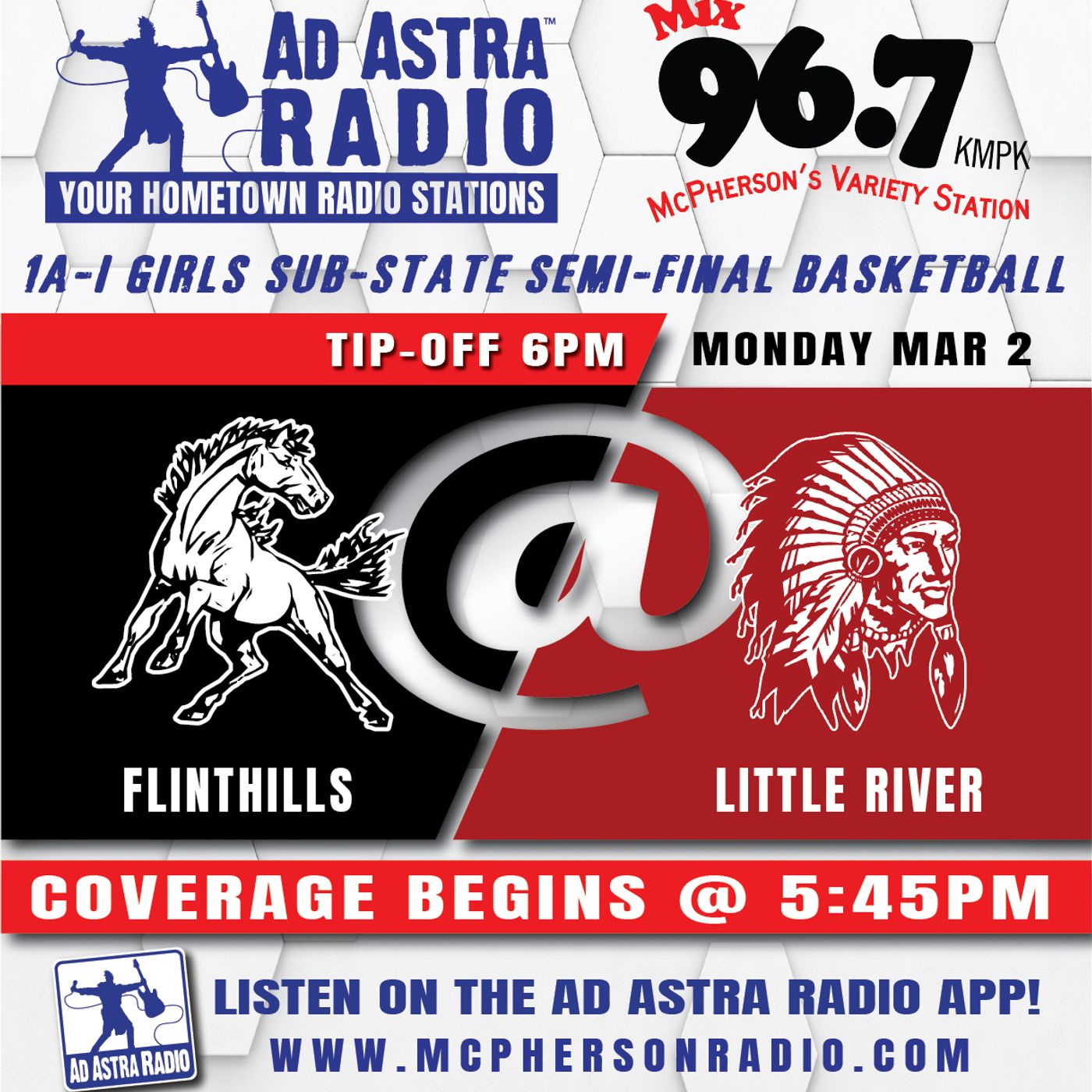 Flinthills Lady Mustangs at Little River Lady Redskins High School Basketball (1A-I Substate Semifinal-March 2, 2026) episode artwork