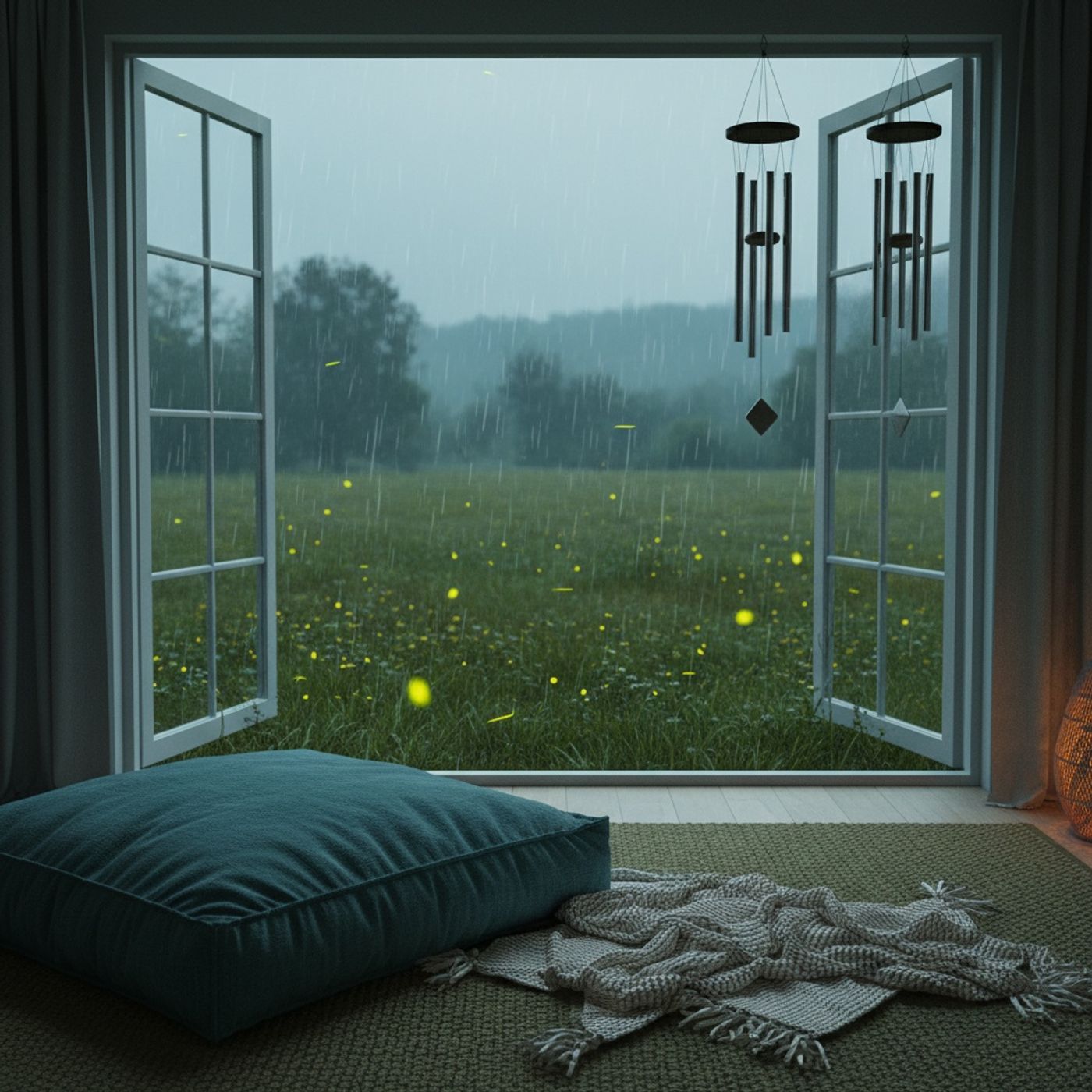Calm meadow rain supports peaceful meditation before sleep. episode artwork