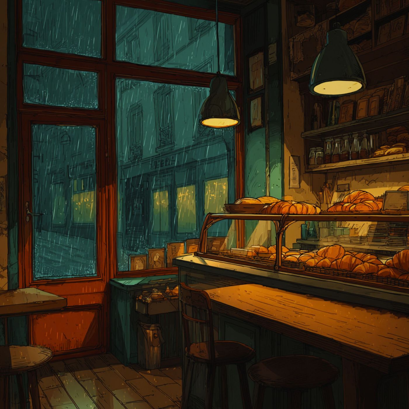 Rainy Day Bakery Ambience | Rain and Cozy Cafe Sounds