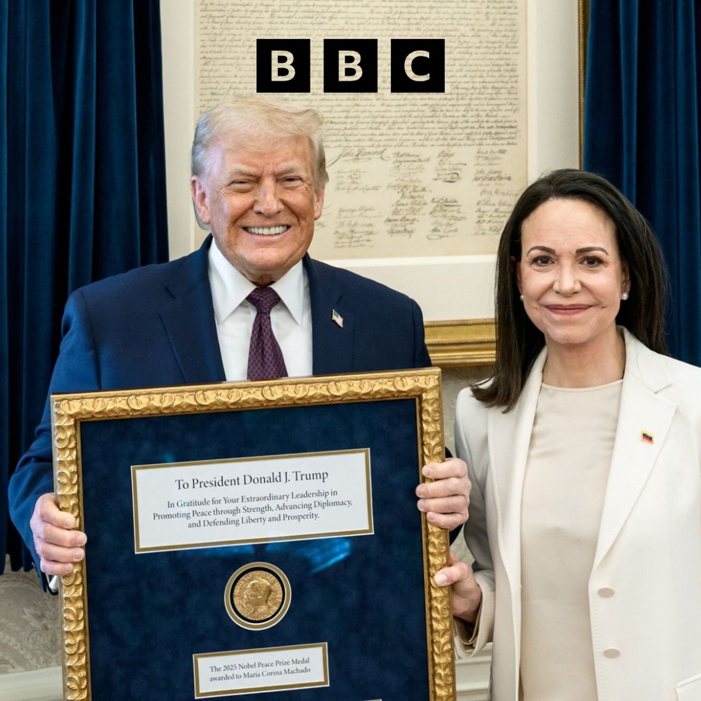 Machado gives Trump her Nobel Peace Prize medal episode artwork