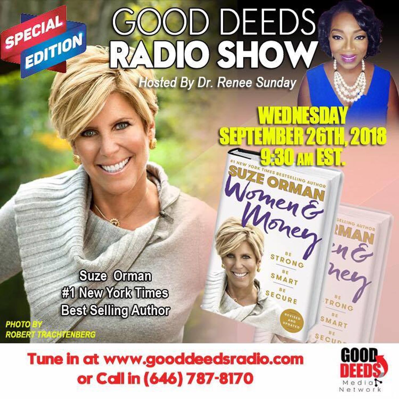 New York Times Mega Bestselling Author Suze Orman on Good Deeds Radio Show episode artwork