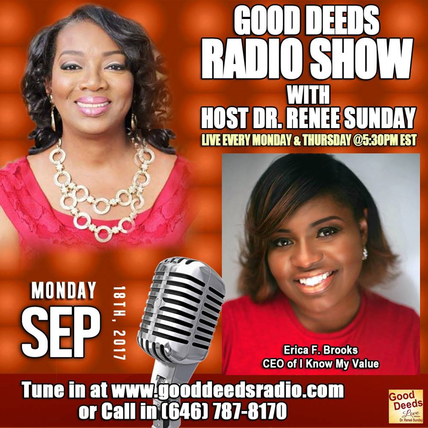 Erica  F. Brooks Ceo of I Know My Value shares on Good Deeds Radio Show episode artwork