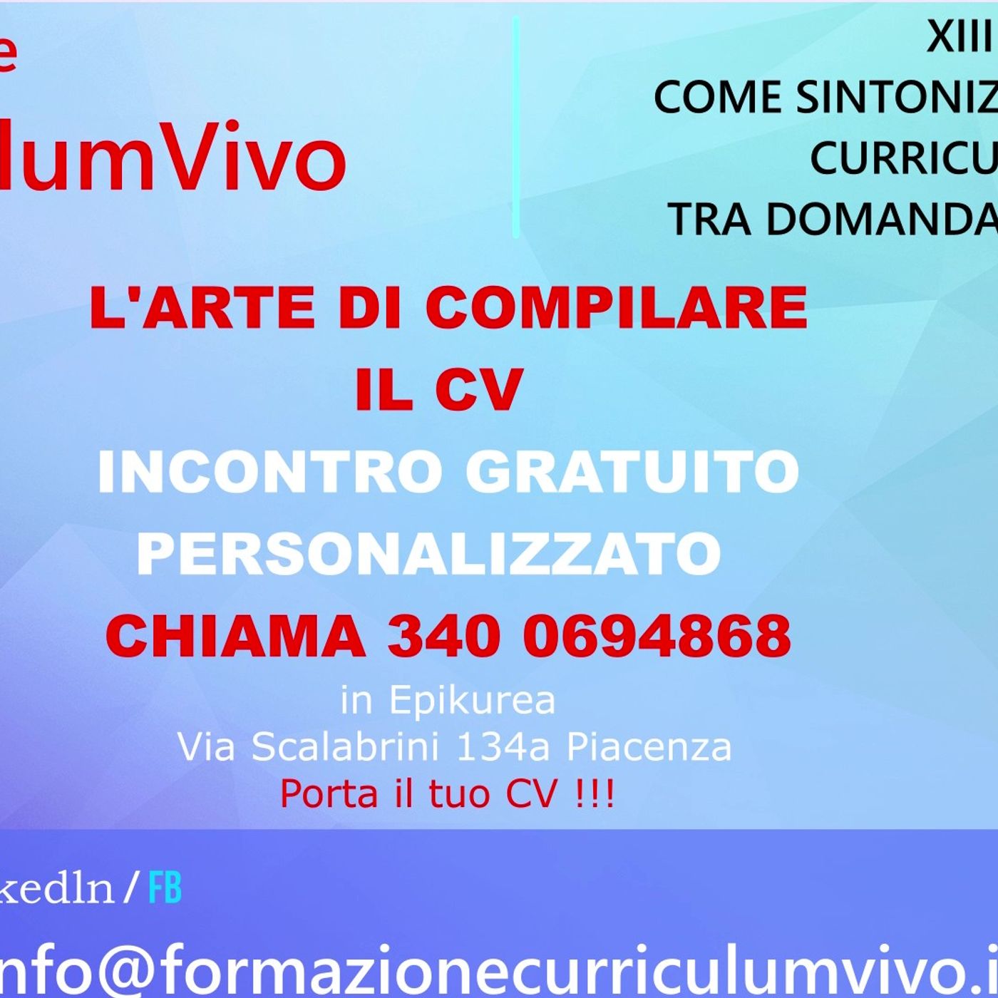 CV 13 Come Sintonizzare il tuo CV tra Domanda e Offerta di Lavoro  Formazione Curriculum Vivo Piacenza episode artwork