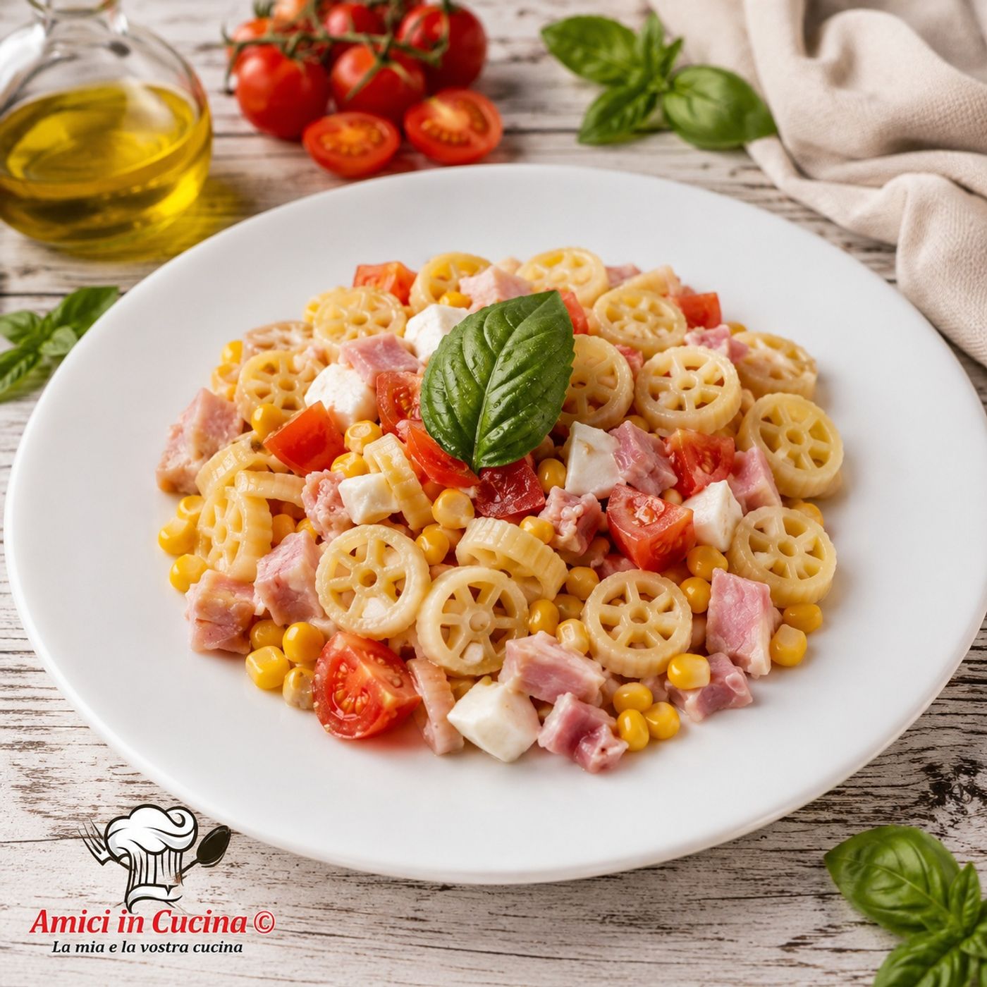 Pasta Fredda all'Insalata con Pomodorini, Mozzarella, Prosciutto, Würstel e Mais: Ricetta Estiva Facile e Gustosa episode artwork