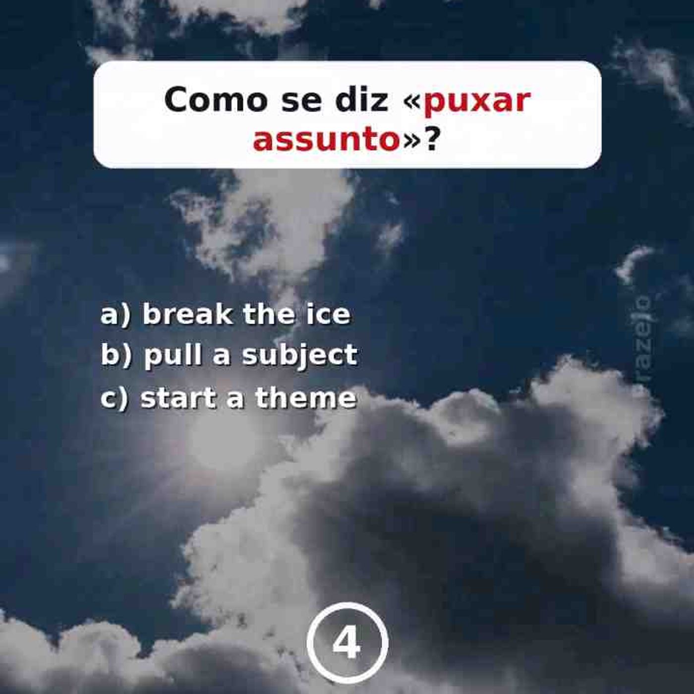 Um quiz curto com 4 perguntas para praticar inglês do dia a dia e conversa casual. episode artwork