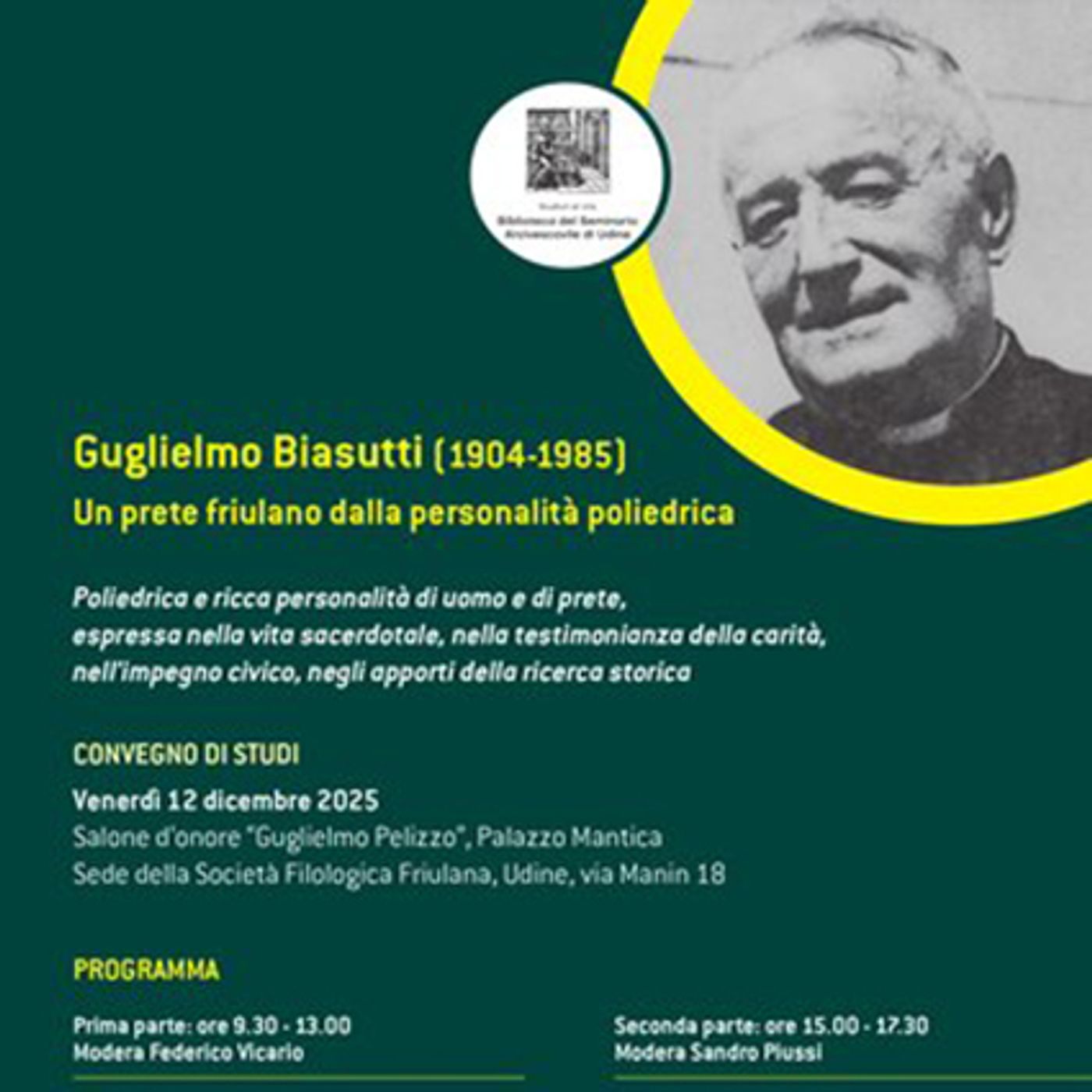 11/12/2025 - Sacerdote, studioso, uomo della carità: a 40 anni dalla morte il Friuli ricorda don Guglielmo Biasutti episode artwork