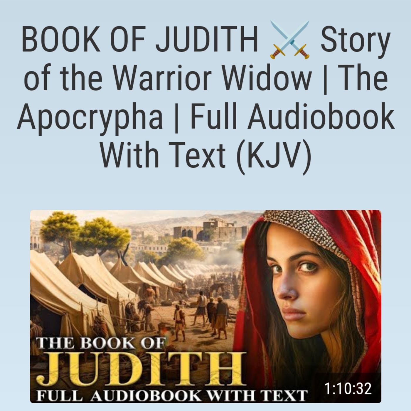 BOOK OF JUDITH ⚔️ Story of the Warrior Widow | The Apocrypha | Full Audiobook With Text (KJV) episode artwork