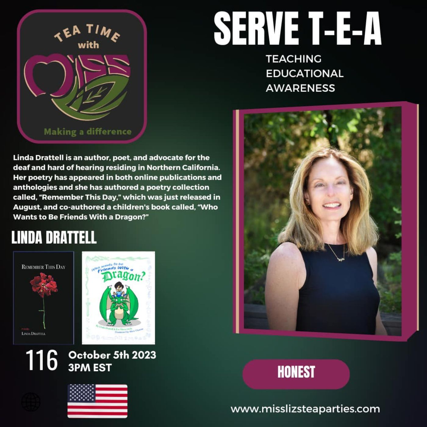 Teatime with Miss Liz T-E-A Open Discussion with Linda Drattell Acceptance episode artwork