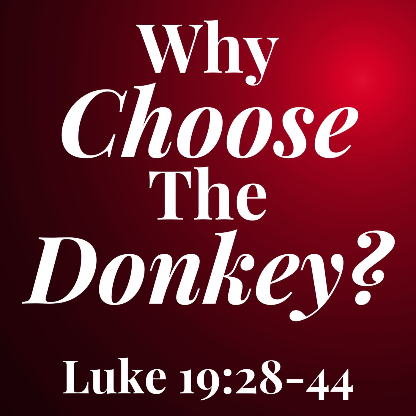 Why Choose the Donkey - Luke 19:28-44