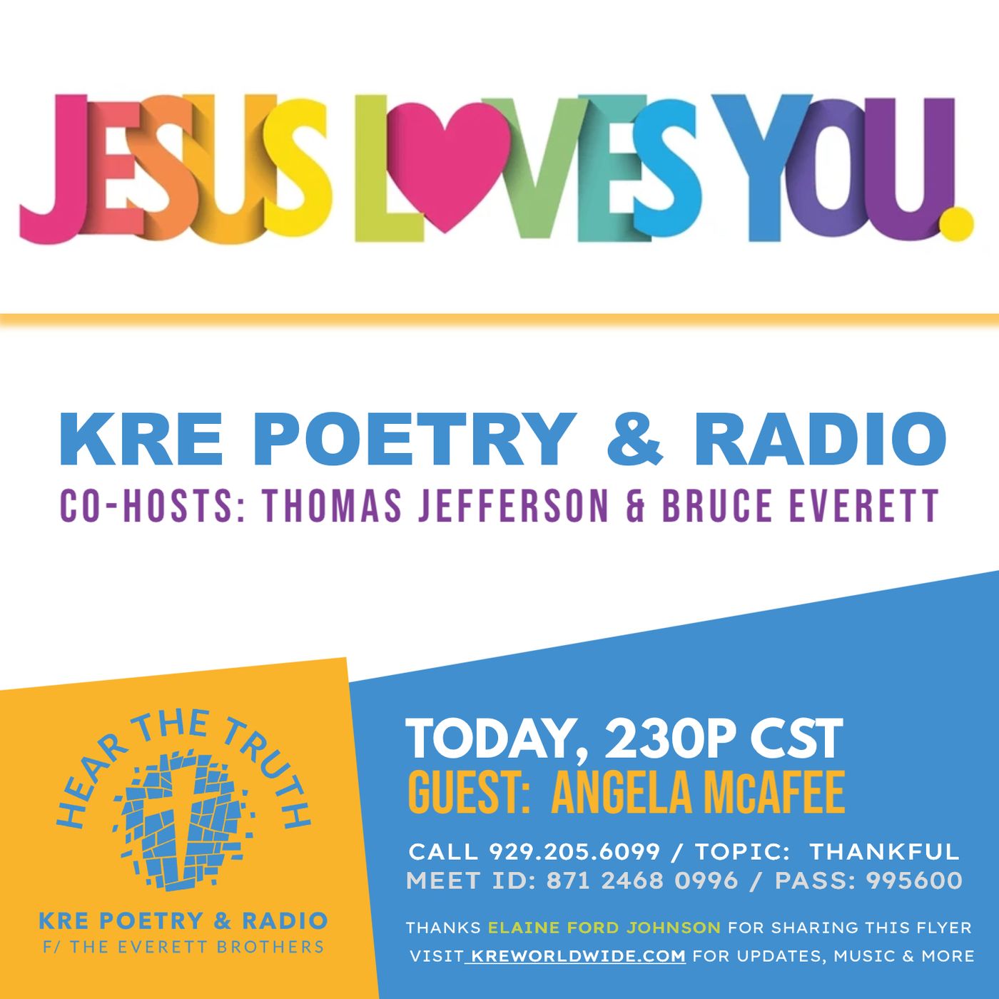 KRE POETRY AND RADIO - EP 149 - GUEST: ANGELA McAFEE episode artwork