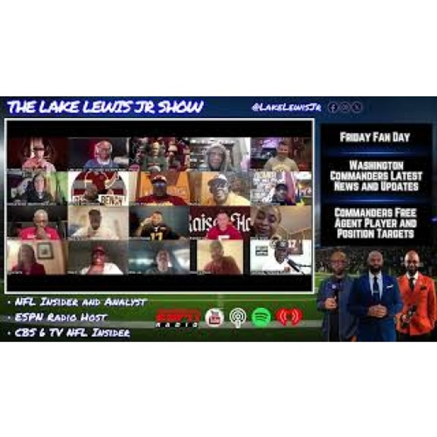 Lake Lewis Jr Show | Fan Day | Commanders Free Agent Player and Position Possibilities episode artwork