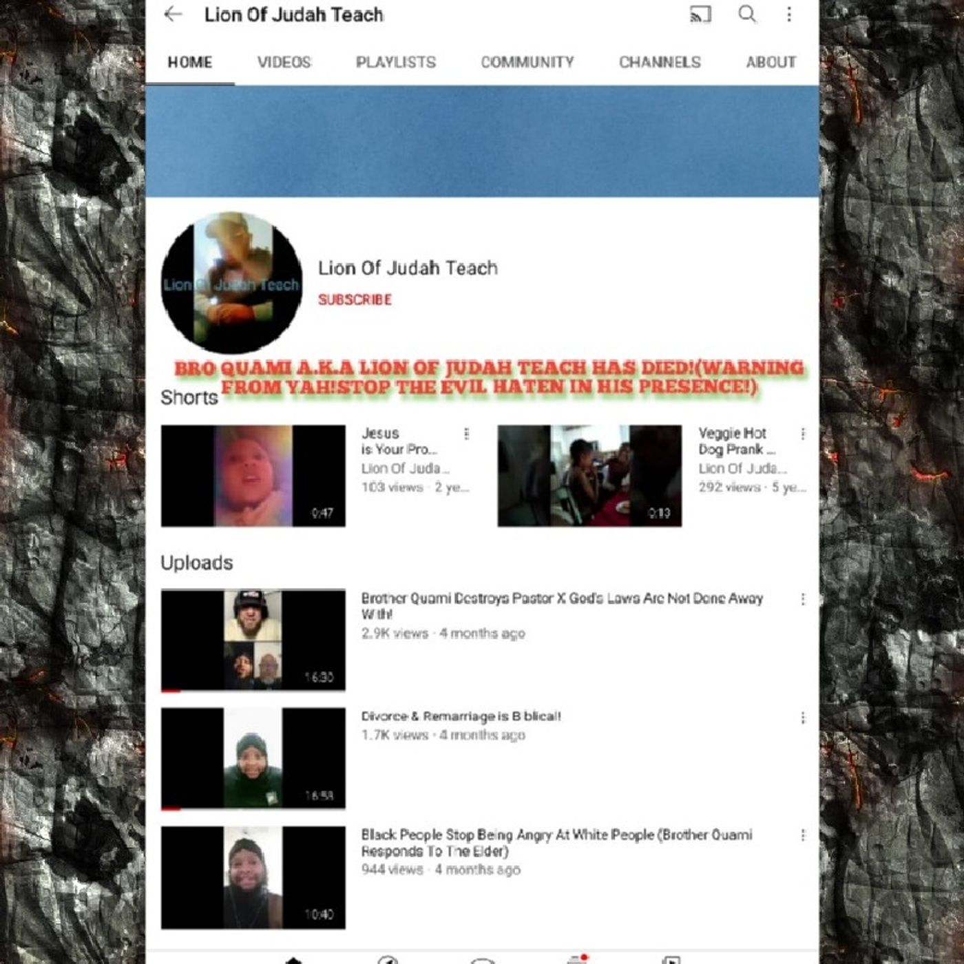 BRO QUAMI A.K.A LION OF JUDAH TEACH HAS DIED!!?(WARNING FROM YAHWEH!STOP THE HATEN IN THE KINGDOM!REPENT!) episode artwork