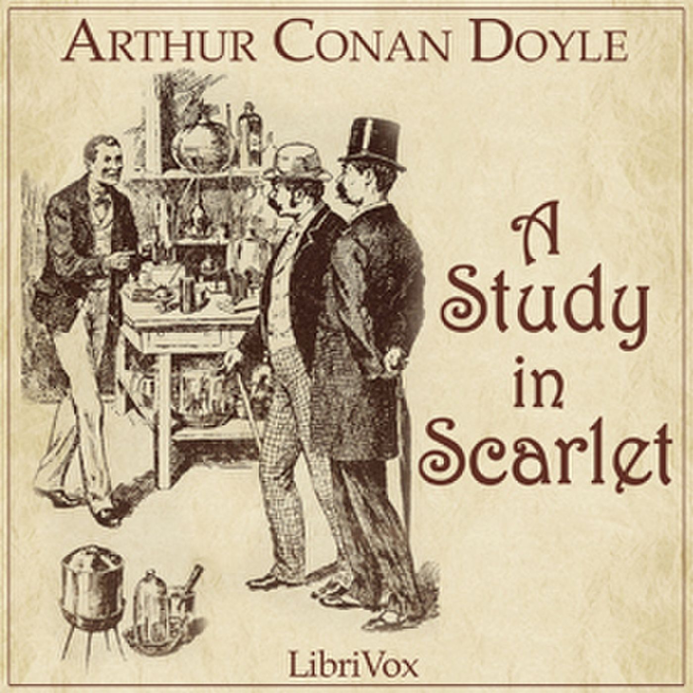 A Study in Scarlet by Sir Arthur Conan Doyle.