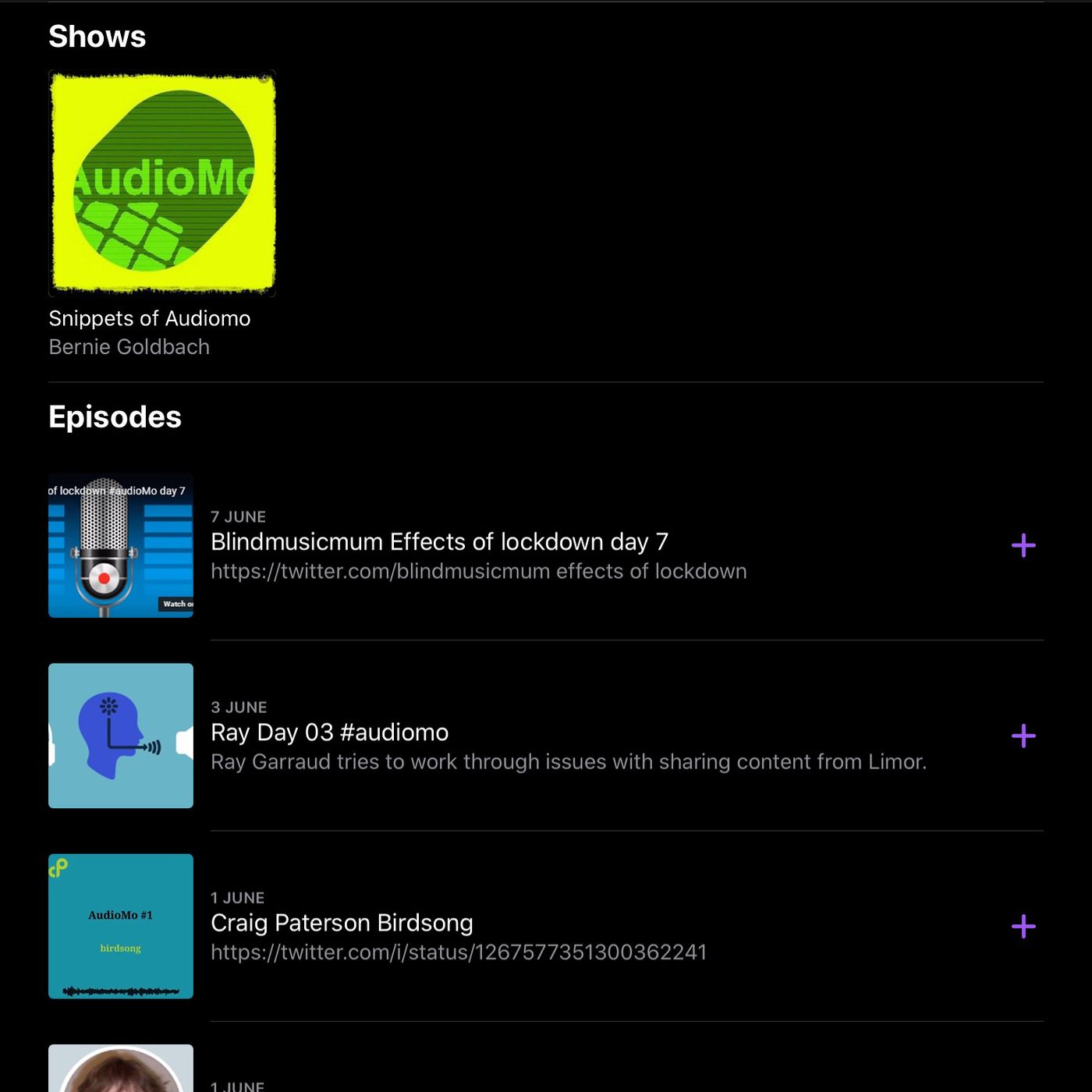 Snippets of Audiomo
