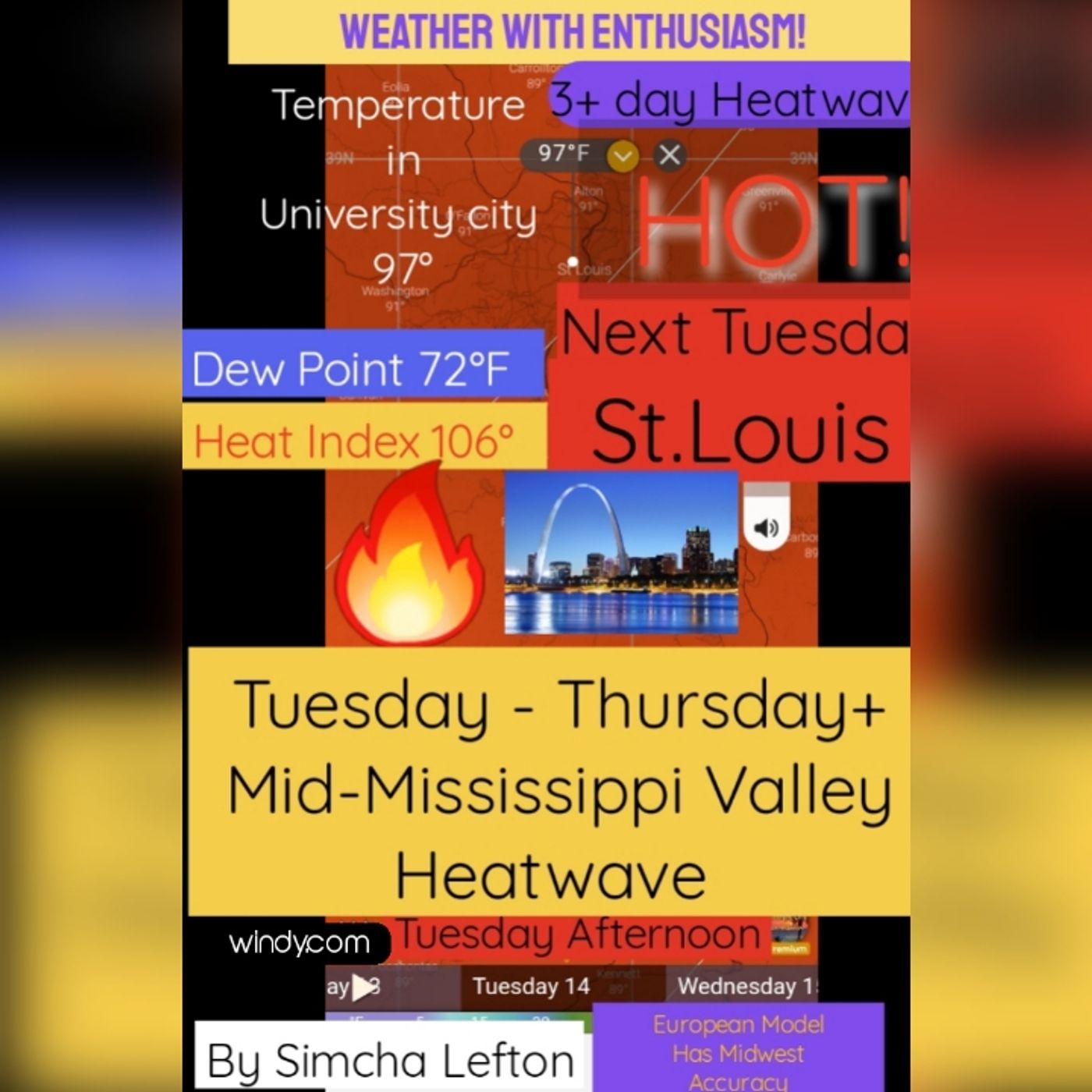 Record Heat Moves Into The Midwest June 14th Tuesday Especially St. Louis