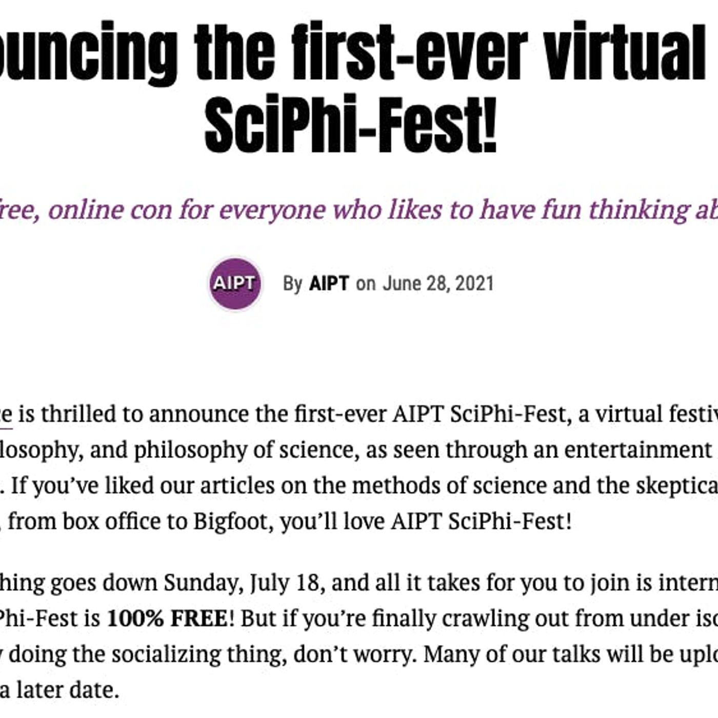 AIPT Presents SciPhi Fest 2021