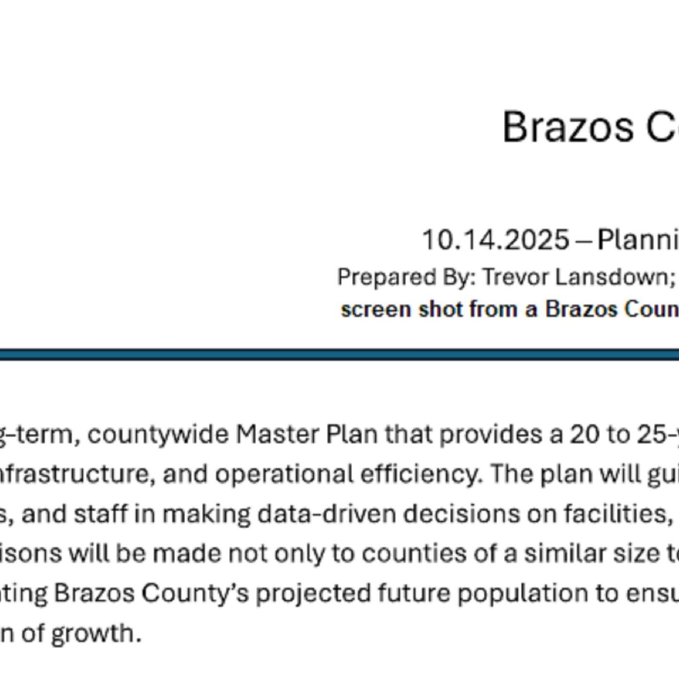 Brazos County commissioners discuss topics for an upcoming master plan episode artwork