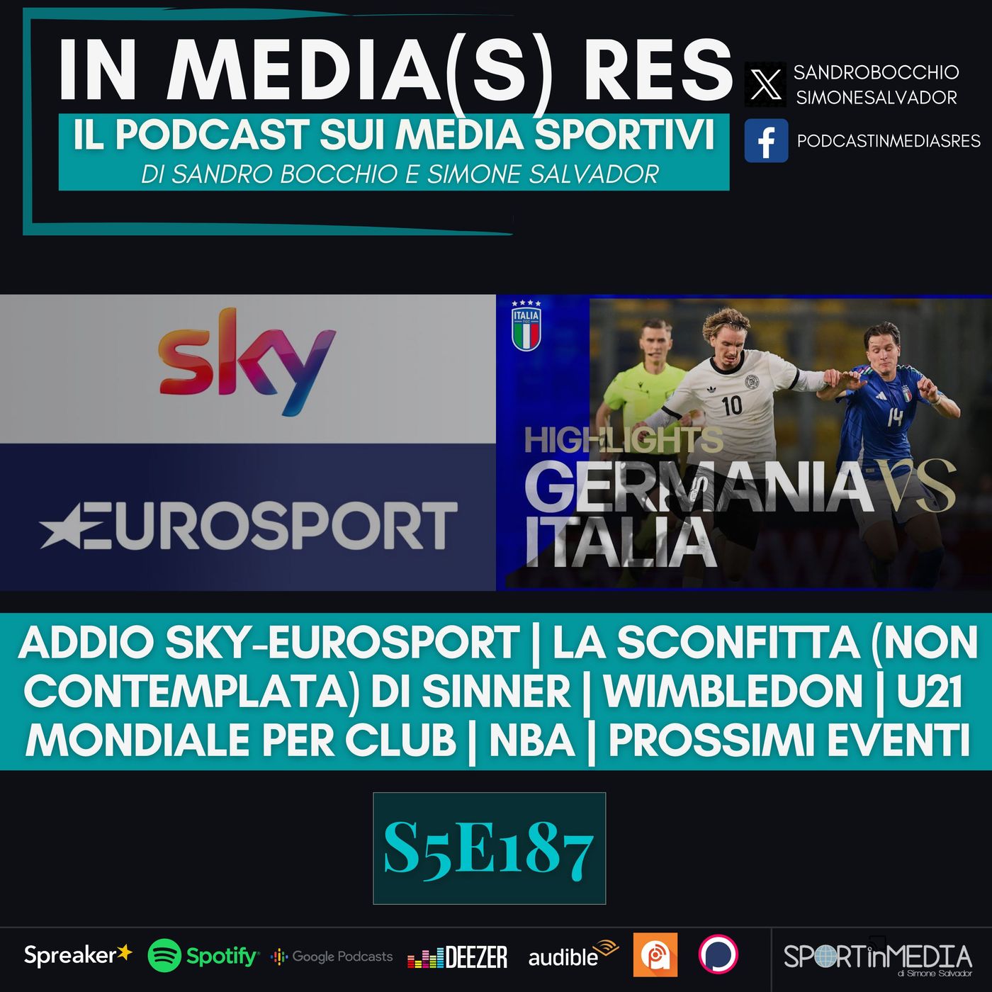 S5E187 | Sky-Eurosport: fine di un'era, Sinner e la sconfitta ad Halle, Wimbledon, Under 21, Mondiale per Club, NBA, Prossimi eventi episode artwork