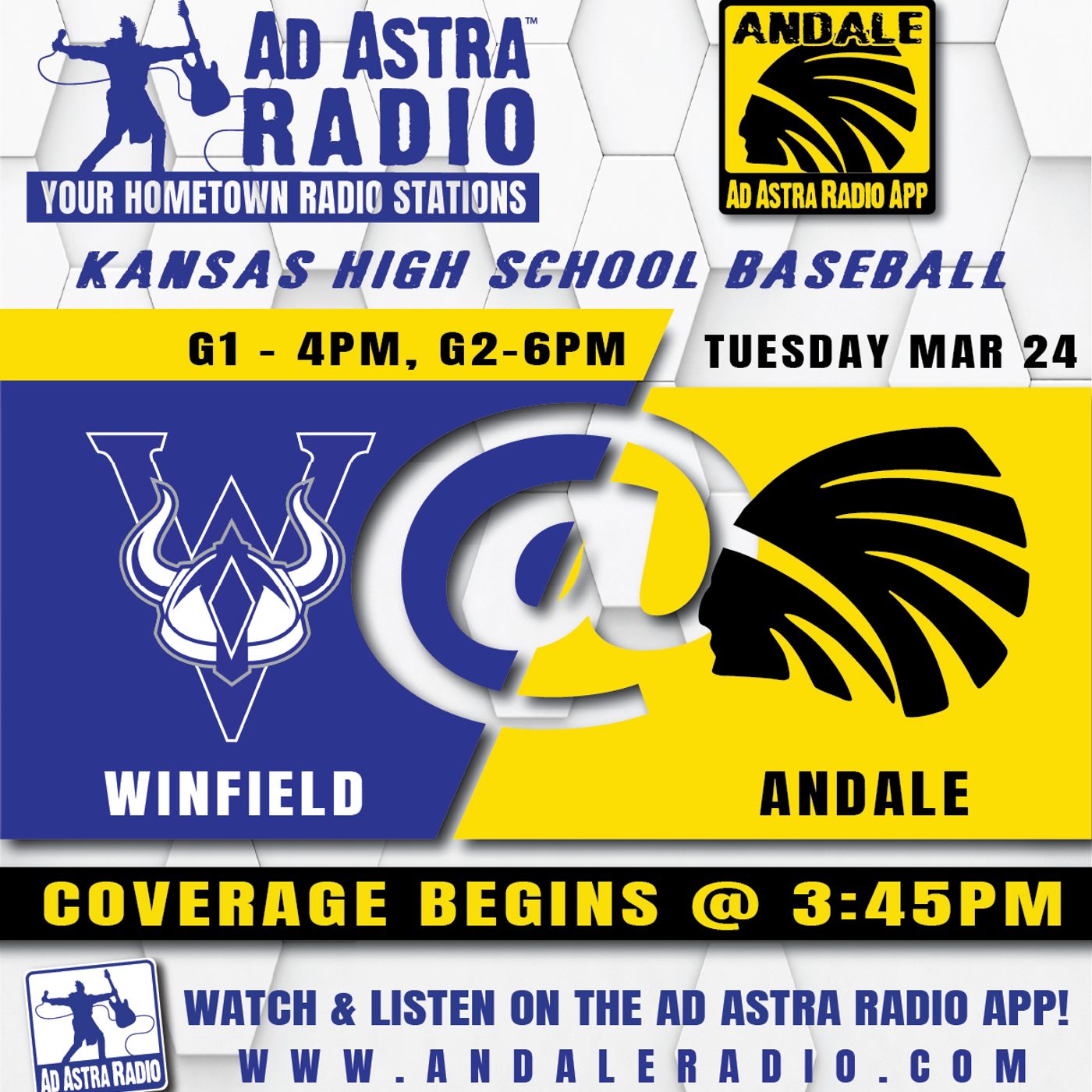 Winfield Vikings at Andale Indains High School Baseball (Game 2-March 24, 2026) episode artwork