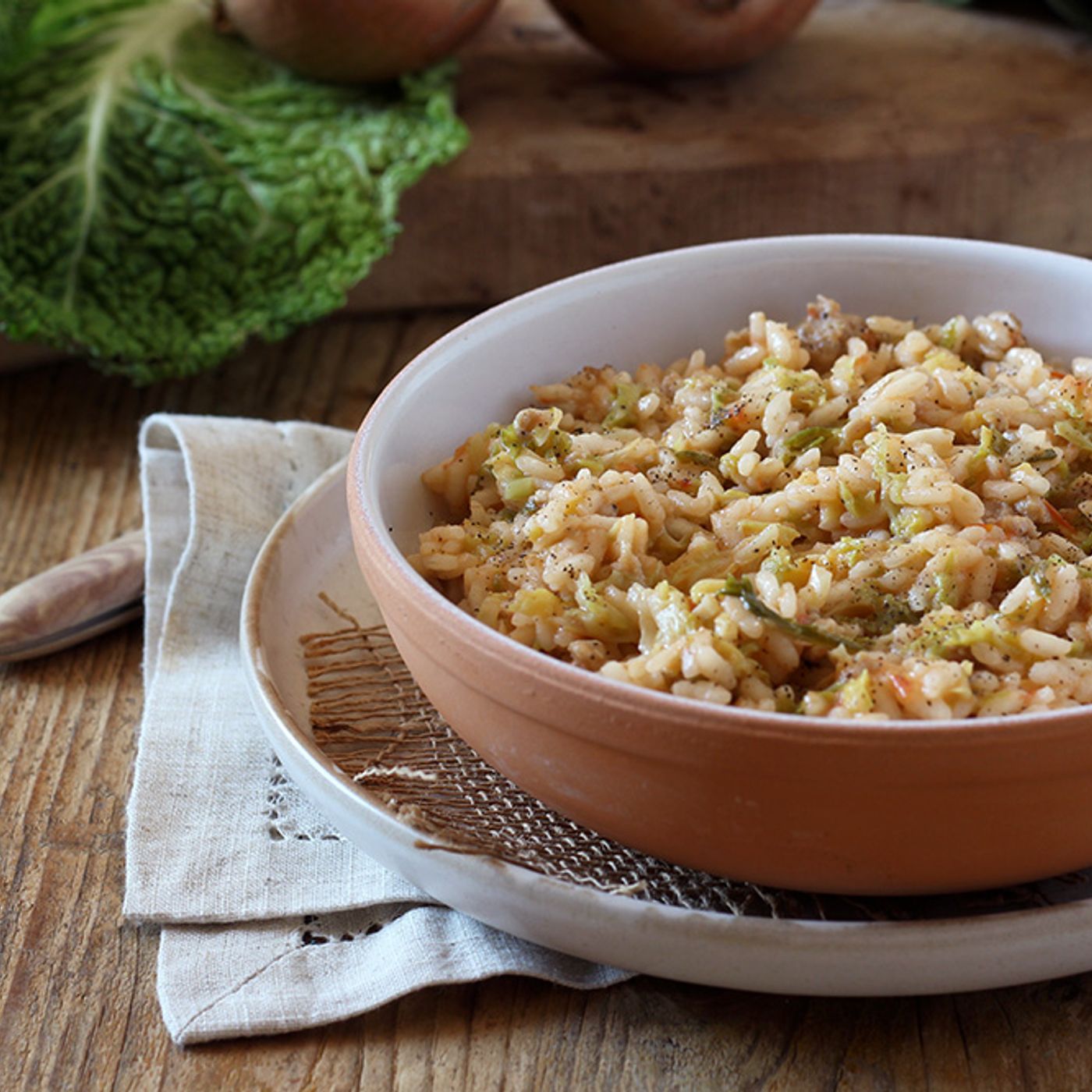 Risotto verza e salsiccia