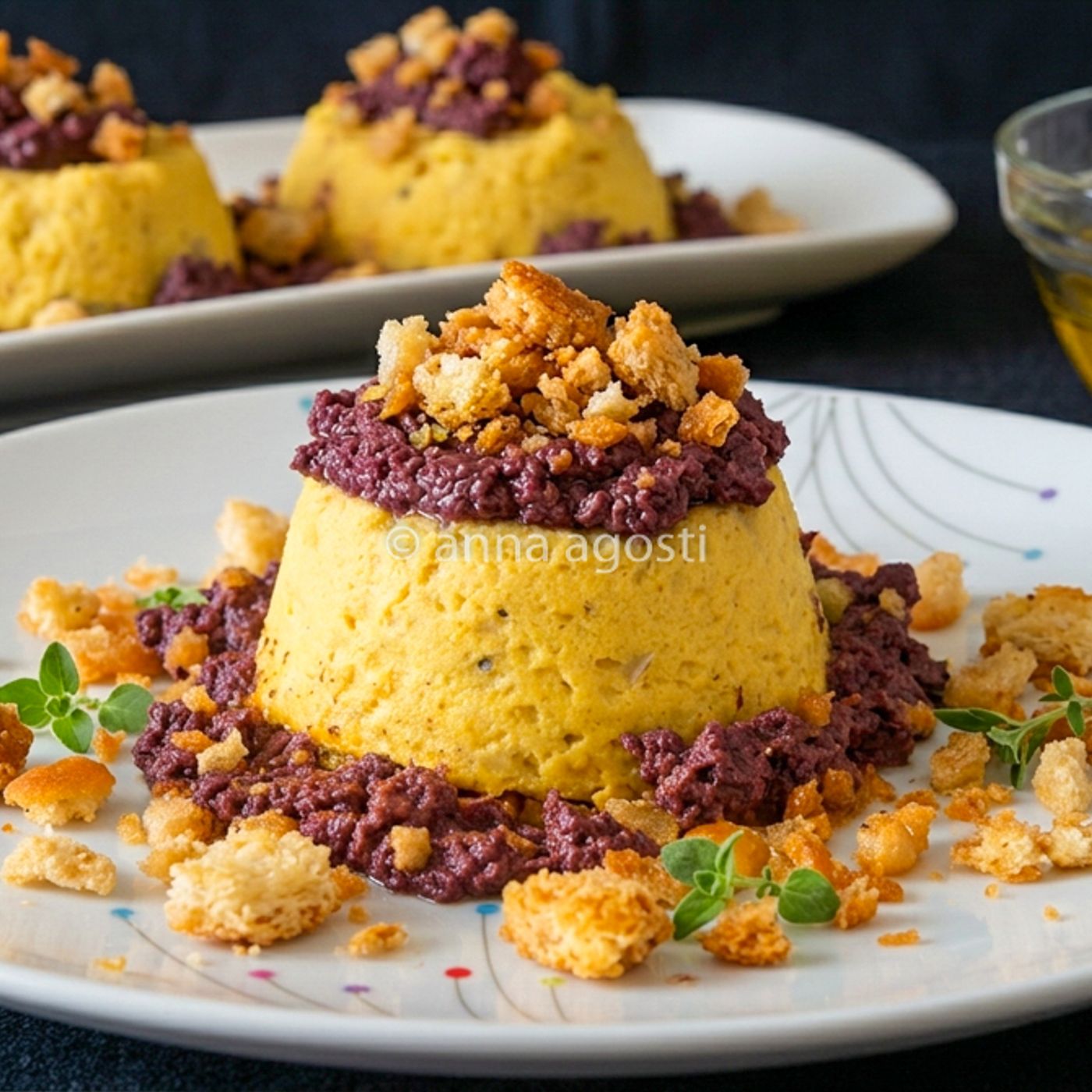 Budino di cavolfiore cremoso con paté di olive