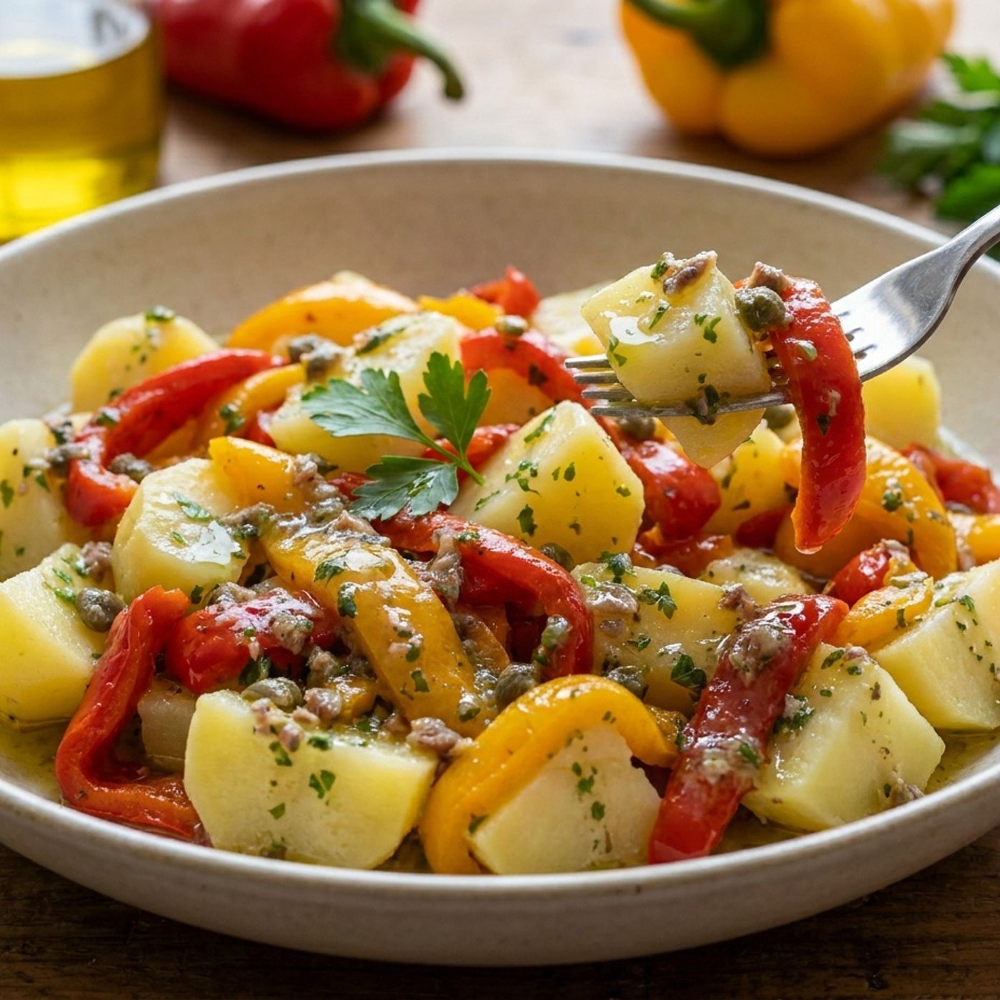 Insalata di patate e peperoni con salsa alle acciughe e capperi episode artwork