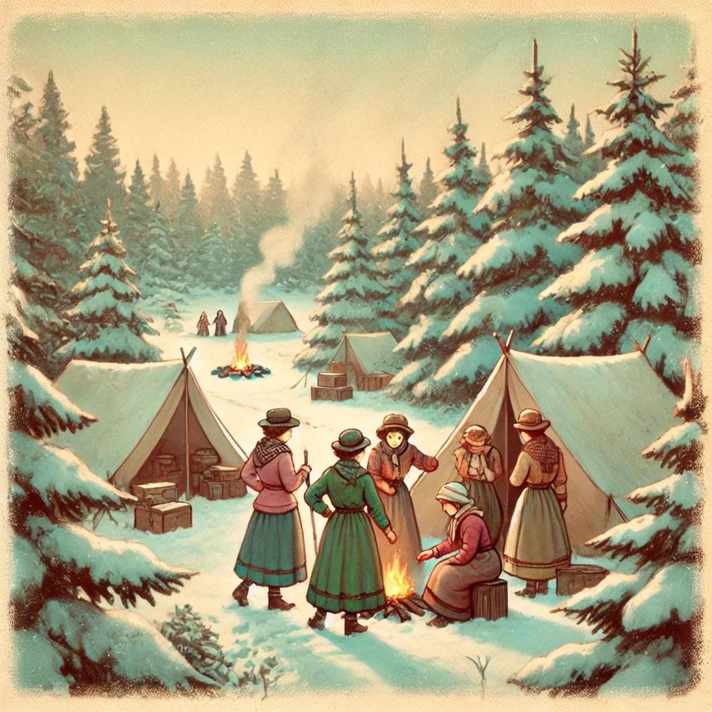 Outdoor Girls in a Winter Camp