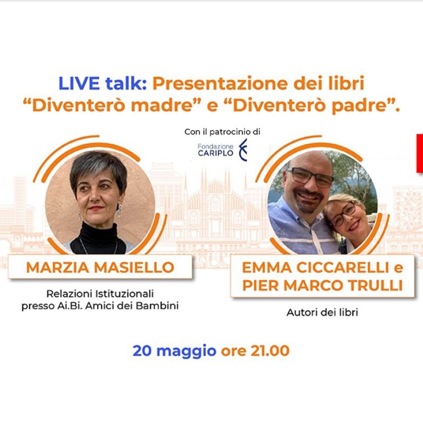 FarisTALK 2024: ospiti Emma Ciccarelli e Pier Marco Trulli, Presentazione dei libri "Diventerò madre" e "Diventerò padre" FarisTALK 2024: ospiti Emma Ciccarelli e Pier Marco Trulli, Presentazione dei libri "Diventerò madre" e "Diventerò padre"