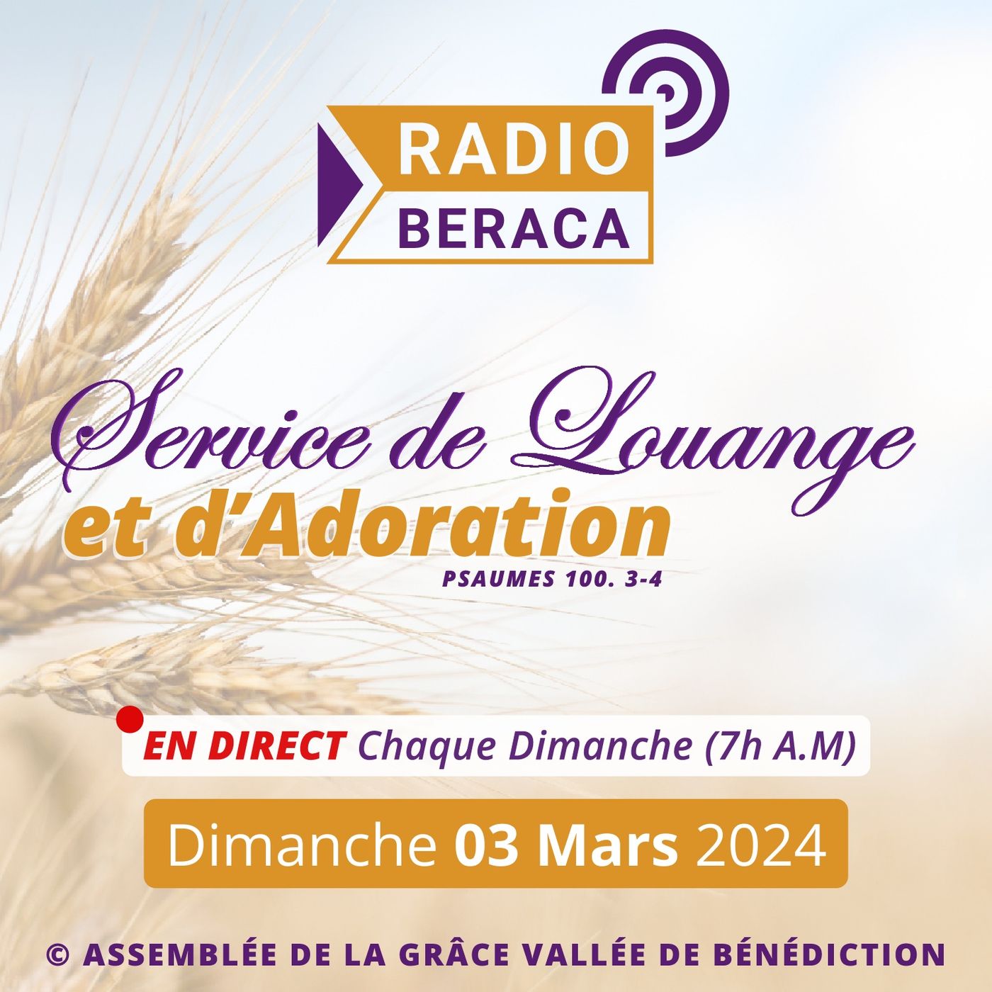 Dimanche 03 Mars 2024.- Culte de louange et d'adoration episode artwork