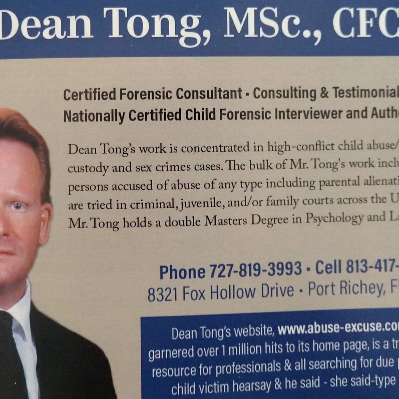 Dean Tong Author Public Speaker trial expert on child sexual abuse