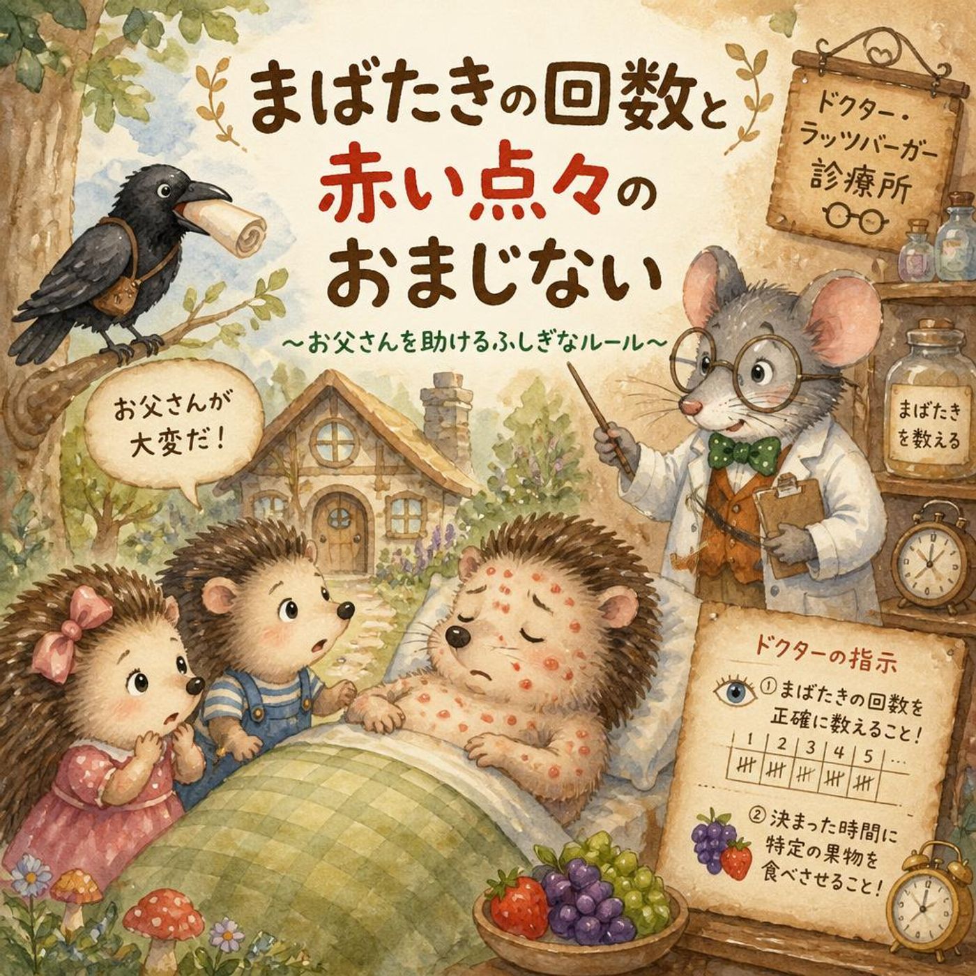 【動物の物語】ハリネズミのお父さんと「まばたき」で決まる不思議な薬 episode artwork