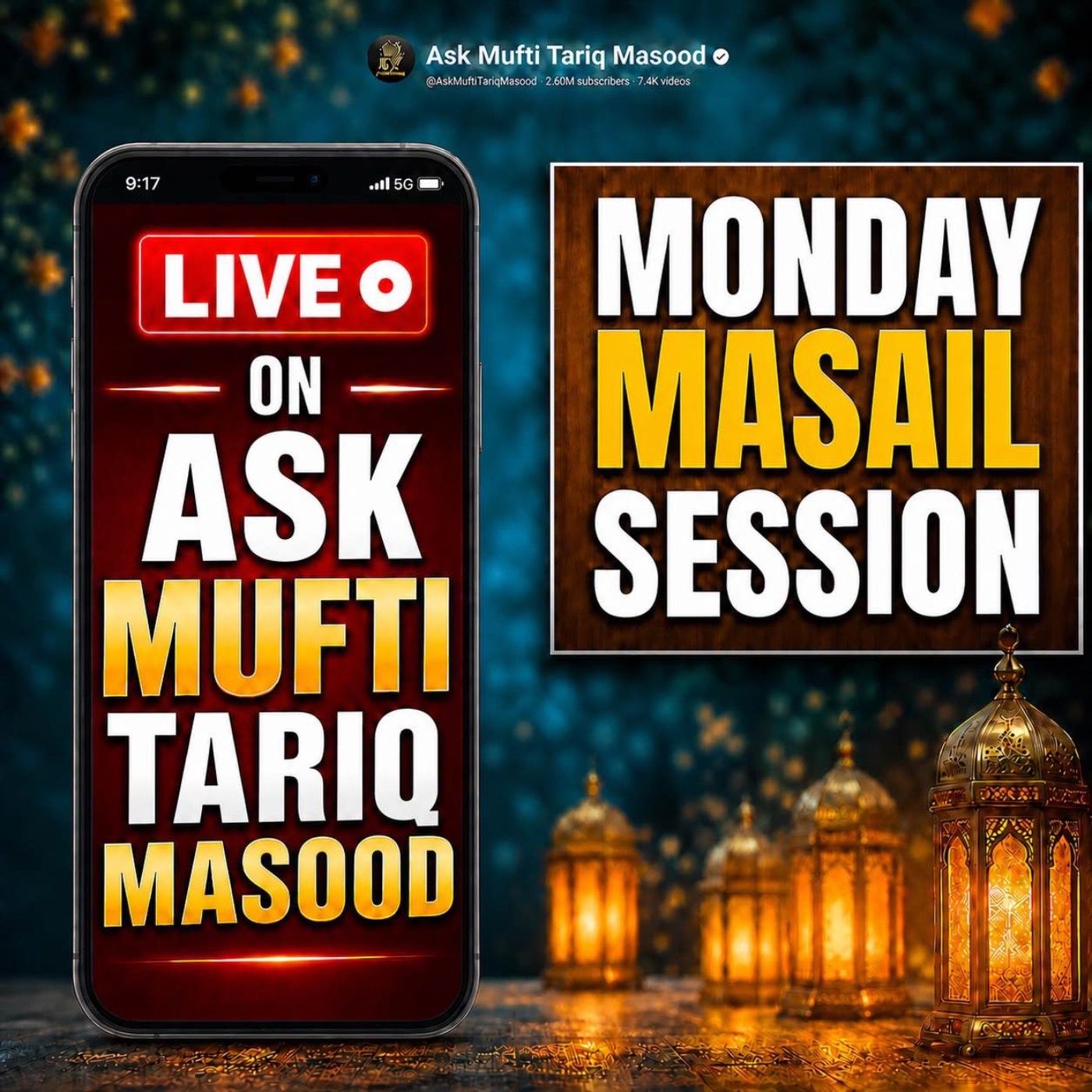 Monday Live Masail Session - 10 August 2026 | Mufti Tariq Masood episode artwork