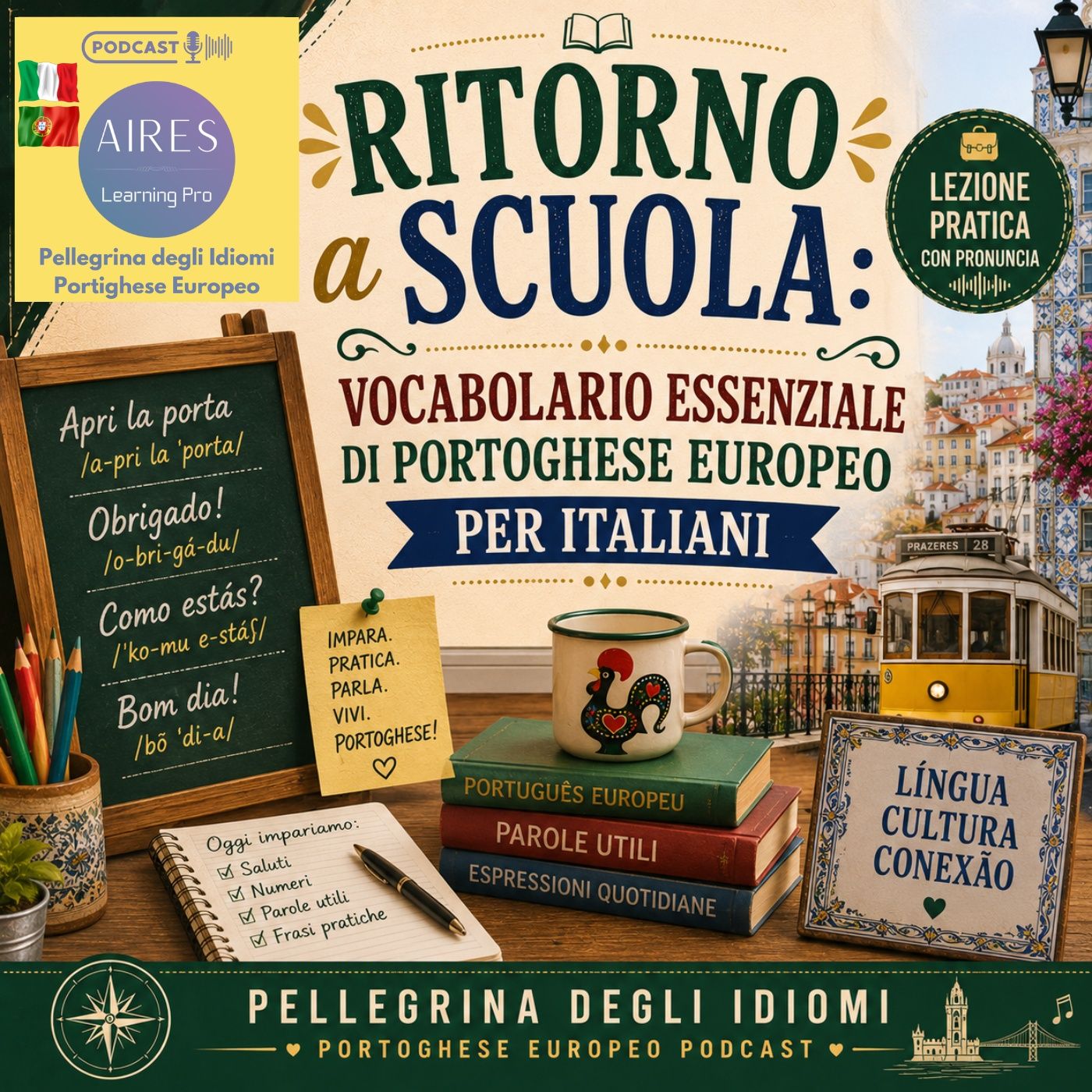 🎒 Ritorno a scuola: Vocabolario essenziale di Portoghese Europeo per Italiani 🇵🇹 – lezione pratica con pronuncia 🎧 episode artwork