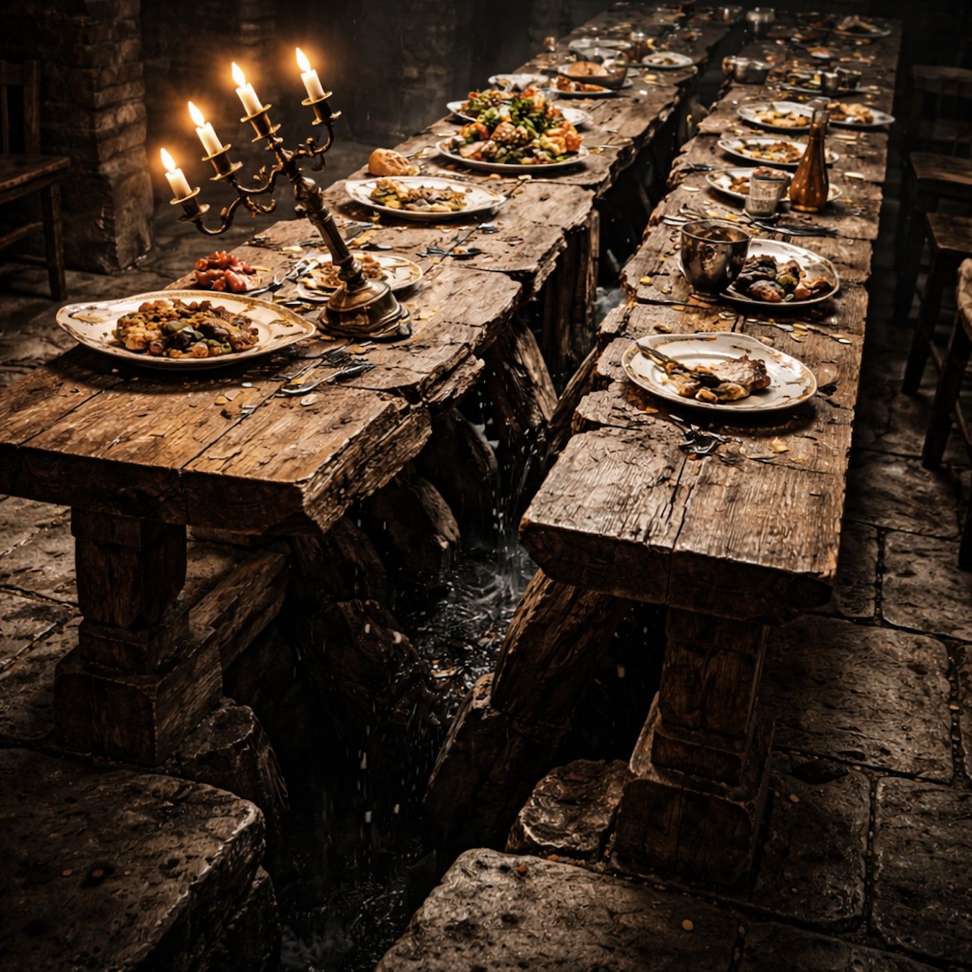 Banquet table splits lengthwise episode artwork