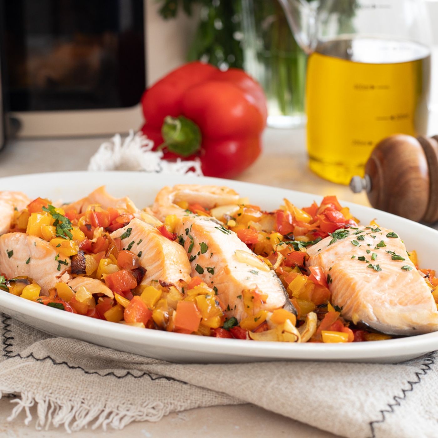 Salmone e peperoni in friggitrice ad aria episode artwork