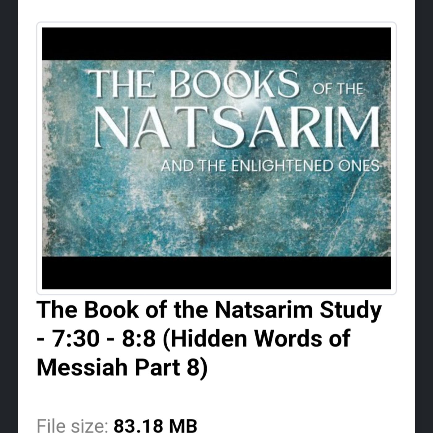 The Book of the Natsarim Study - 7:30 - 8:8 (Hidden Words of Messiah Part 8) episode artwork