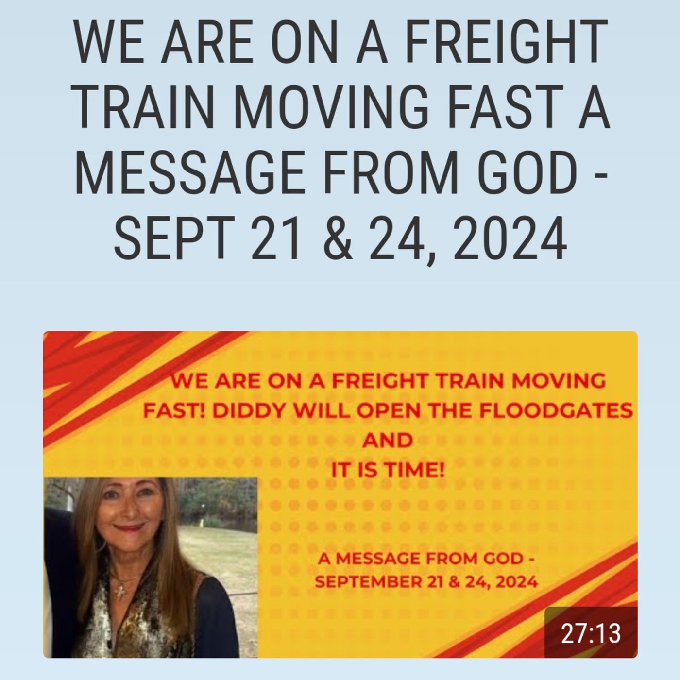 WE ARE ON A FREIGHT TRAIN MOVING FAST A MESSAGE FROM GOD - SEPT 21 & 24, 2024 episode artwork
