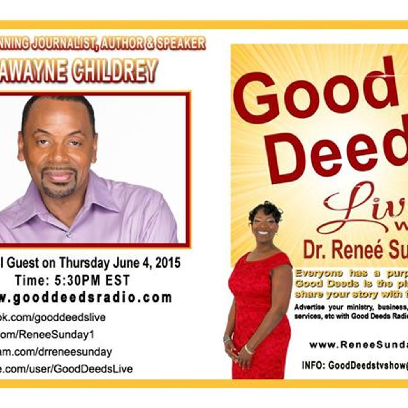 Award winning Journalist/Speaker/Author Lawayne Childrey stops by Good Deeds episode artwork